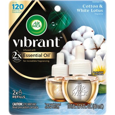 Air Wick Vibrant Scented Oil Air Freshener - Cotton Blossom & White Lotus - 0.67 fl oz/2ct