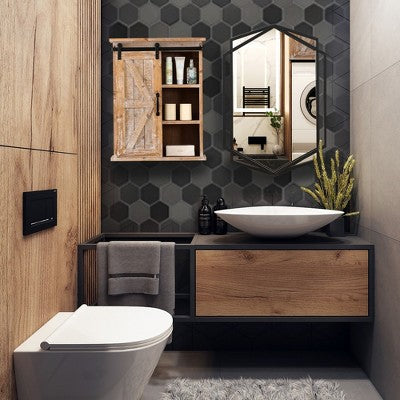 LuxenHome Black Metal Hexagon Frame Wall Accent Mirror for Bathroom & Vanity (LOCAL PICKUP ONLY)