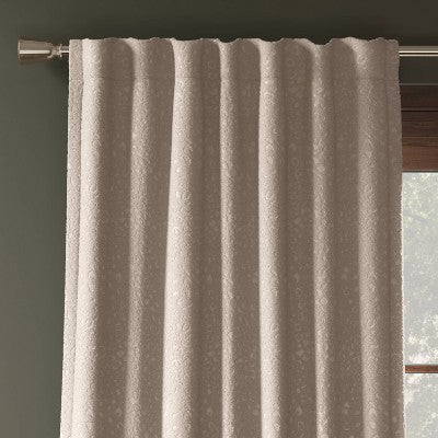 50"x63" Blackout Embossed Velvet Curtain Panel Brown - Threshold: Tiger Print, Recycled Polyester, Rod Pocket