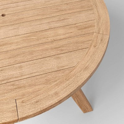 Eucalyptus Round Bluffdale 6 Person Outdoor Patio Dining Table Brown - Threshold designed with Studio McGee: Slatted Design, Rust-Resistant (LOCAL PICKUP ONLY)