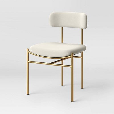 Orion Luxe Dining Chair with Brass Legs Gray Velvet - Threshold (LOCAL PICKUP ONLY)