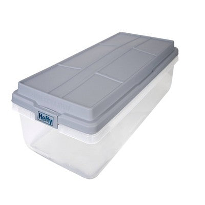 Hefty 63qt Hi-Rise Underbed Clear Storage: Plastic Utility Bin with Locking Handles & Latches, Long Universal Storage (LOCAL PICKUP ONLY)