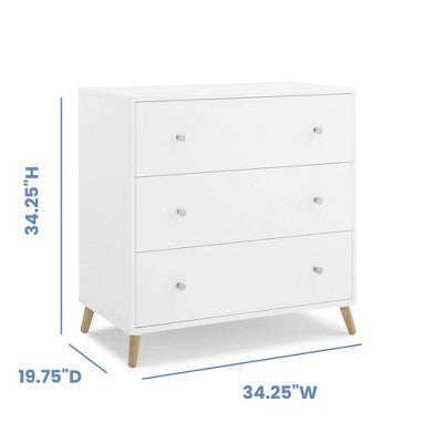 Delta Children Jordan 3 Drawer Dresser with Interlocking Drawers - Bianca White/Natural (LOCAL PICKUP ONLY)