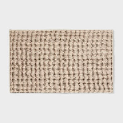 20"x34" Low Chenille Memory Foam Bath Rug Tan - Threshold