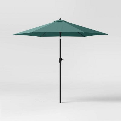 9' Round Marled Outdoor Patio Market Umbrella Teal Blue with Black Pole - Threshold (LOCAL PICKUP ONLY)