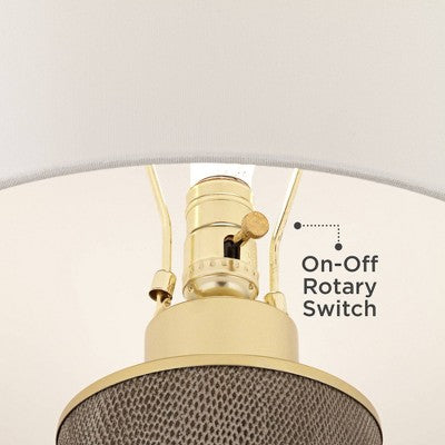 360 Lighting Gilson 24 3/4" High Modern Glam Luxe Table Lamps Set of 2 Gold Textured Gray Finish Ceramic White Shade Living Room Bedroom Bedside (LOCAL PICKUP ONLY)