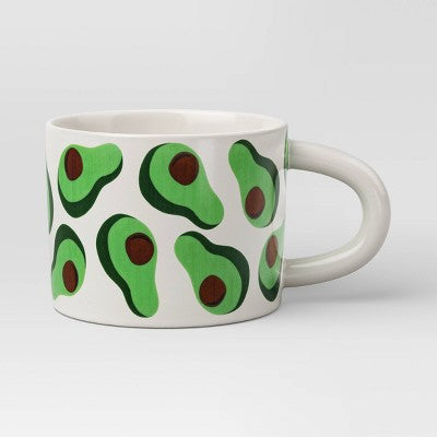 16oz Stoneware Avocado Mug White - Room Essentials: Coffee Mugs, Microwave & Dishwasher Safe, Hot/Cold Drinkware