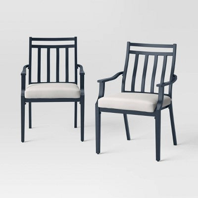 Fairmont 2pk Stationary Patio Dining Chairs: Weather-Resistant, Powder-Coated Steel Frame - Threshold (LOCAL PICKUP ONLY)