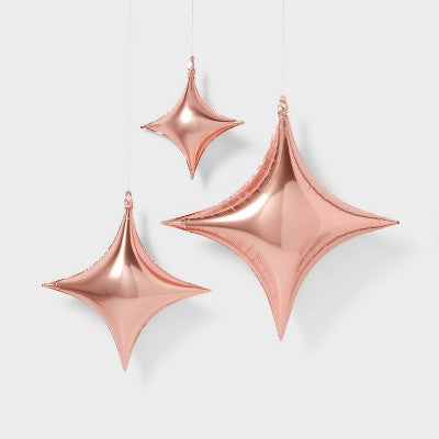3ct Rose Gold Star Shaped Foil Balloons - Spritz