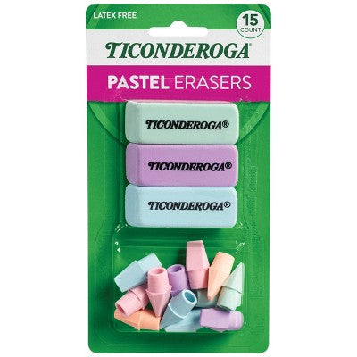Ticonderoga 15ct Erasers Pastel
