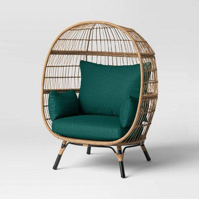 Southport Steel Outdoor Patio Chair: Weather-Resistant Wicker, Black Frame - Threshold (LOCAL PICKUP ONLY)