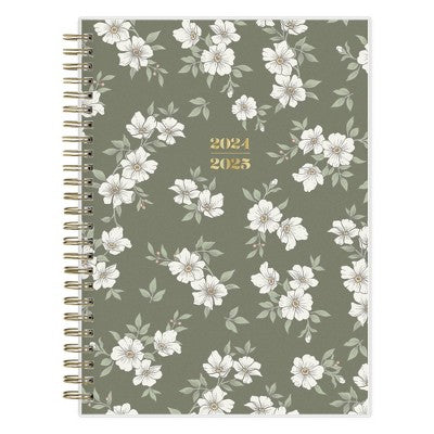 The Everygirl X Day Designer 2024-25 Weekly/Monthly Planner with Notes 8.625"x5.875" Wirebound Frosted PP Floral Olive: Student Day Planner