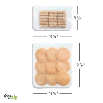 (re)zip Reusable Leakproof 2 Gallon and 2 Half Gallon Refrigerator and Freezer Bags - 4-pc