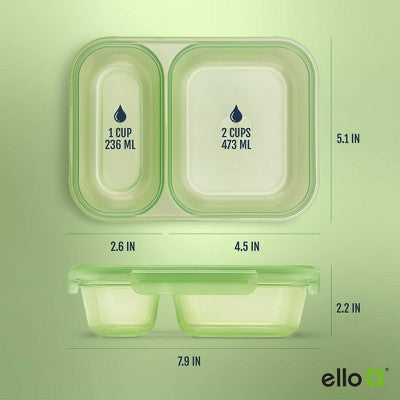 Ello 8pc Snap and Nest Snack Divided Food Storage Containers Green