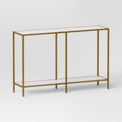Faux Marble and Metal Console Table Gold - Threshold: Sleek Two-Tiered, Rectangular Design, 30" High (LOCAL PICKUP ONLY)