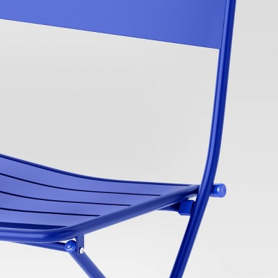 Metal Slat Folding Chair Blue - Room Essentials (LOCAL PICKUP ONLY)