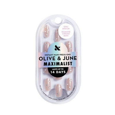 Olive & June Press-On Fake Nails - Maximalist - M Oval - Diamond Chrome Mani - 42ct