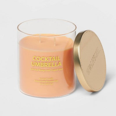15oz 2-Wick Glass Jar Cocktail Umbrella Candle Orange - Opalhouse