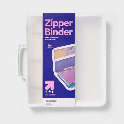 2" Fashion Zip Ring Binder Clear - up&up