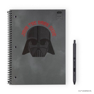 Yoobi Star Wars 1 Subject Notebooks 8"x10.5" Wide Ruled with Pen Darth Vader, School Supplies