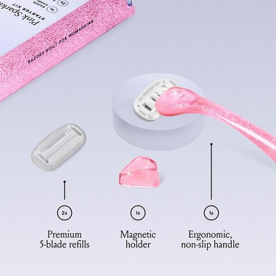 Billie Handle with Magnetic Holder Women 5 Blade Refills Reusable Razor