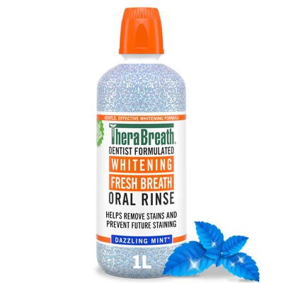 TheraBreath Whitening Mint Mouthwash - Dazzling Mint - 33.8 fl oz
