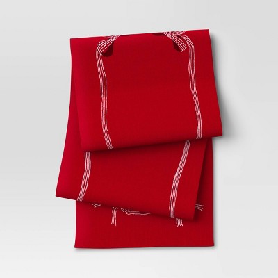 72"x14" Bow Table Runner - Threshold: Geometric Cotton, Traditional Christmas Decor, OEKO-TEX Certified