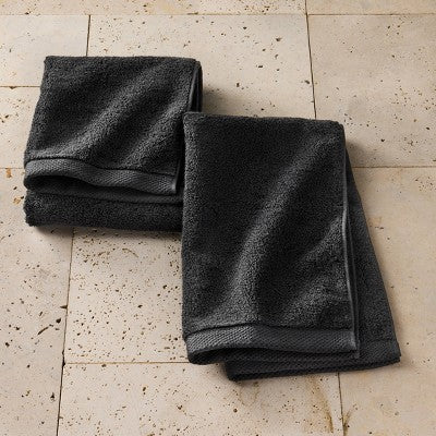 2pk Organic Hand Towel Black - Casaluna