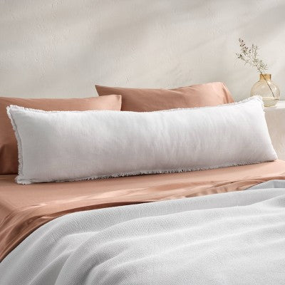 Lumbar Heavyweight Linen Blend Throw Pillow White - Casaluna: Rayon Weave, Indoor Use, Removable Cover (LOCAL PICKUP ONLY)