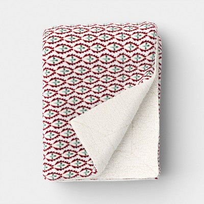 Ditsy Print Plush Throw with Faux Shearling Reverse - Threshold