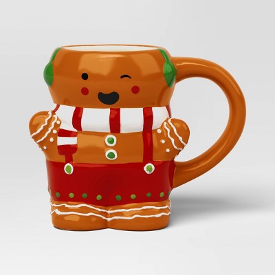 9oz Christmas Earthenware Mini Figural Gingerbread Man Mug - Wondershop