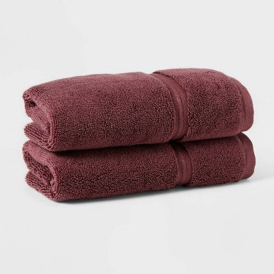 2pk Spa Plush Hand Towel Set Dark Mauve - Threshold