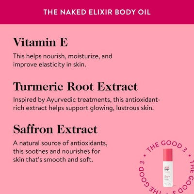 good.clean.goop beauty The Naked Elixir Moisturizing Body Oil with Vitamin E and Turmeric - 3.4 fl oz