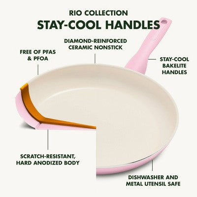 GreenPan Rio 16pc Ceramic Nonstick Cookware Set Blush (LOCAL PICKUP ONLY)