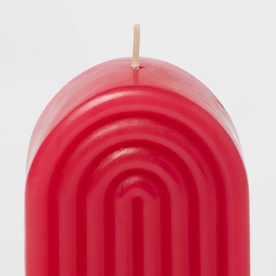 Rainbow Shaped Dark Pink Pillar Candle - Opalhouse: Paraffin Wax, 35hr Burn Time, Unscented