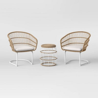 Southport 3pc Motion Patio Chat Set with Metal Legs - Natural/White - Threshold: Steel Frame, Water-Resistant (LOCAL PICKUP ONLY)