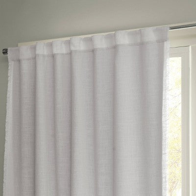 50"x63" Blackout Slub Weave Raw Edge Curtain Panel White - Threshold