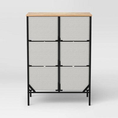 Fabric 6-Bin Tall Vertical Dresser Black Frame - Room Essentials (LOCAL PICKUP ONLY)
