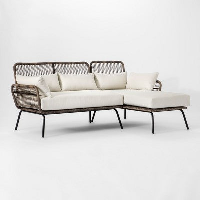 Latigo Outdoor Patio Sectional Sofa Gray/Brown/Linen - Threshold (LOCAL PICKUP ONLY)