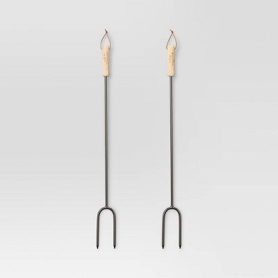 2pc Marshmallow Roasting Log Tong Sticks Black - Threshold (LOCAL PICKUP ONLY)