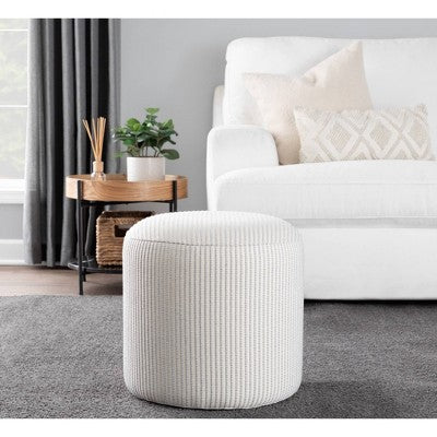 Round Pouf Knitted Gray - LumiSource: Cotton Upholstered, No Assembly, 250lb Capacity