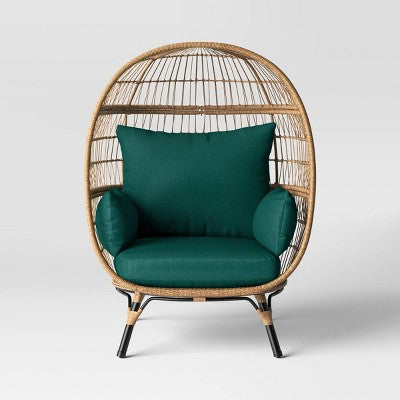 Southport Steel Outdoor Patio Chair: Weather-Resistant Wicker, Black Frame - Threshold (LOCAL PICKUP ONLY)