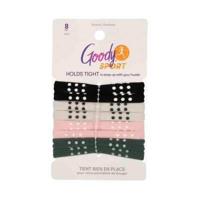 Goody Sport Seemless Elastics Non-Slip Grip - 8pk - Green/Pink