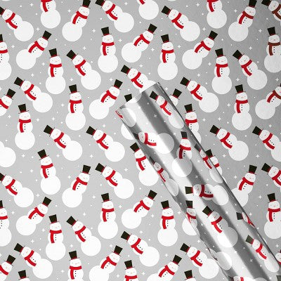 30" 25 sq ft Christmas Roll Wrap Snowman on Silver - Wondershop (LOCAL PICKUP ONLY)