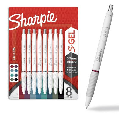 Sharpie S-Gel Pens White Fash Exp Asst Ink 8Ct Card