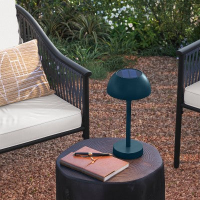 Solar and Rechargeable USB LED Outdoor Table Lamp Teal Blue - Threshold