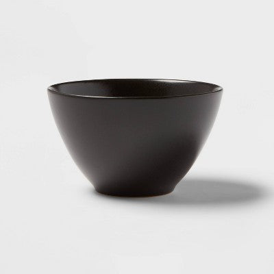 29oz Earthenware Houlton Bowl Black - Threshold: Dishwasher & Microwave Safe, Traditional Round Cereal Bowl, 6" Diameter