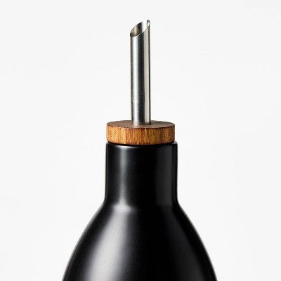 Ceramic Oil Pour Bottle Black - Figmint: Stoneware Oil Dispenser, Food Storage Container, 18.6oz Capacity