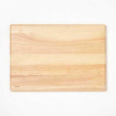 14"x20" Rubberwood Carving Board with Juice Groove Natural - Figmint