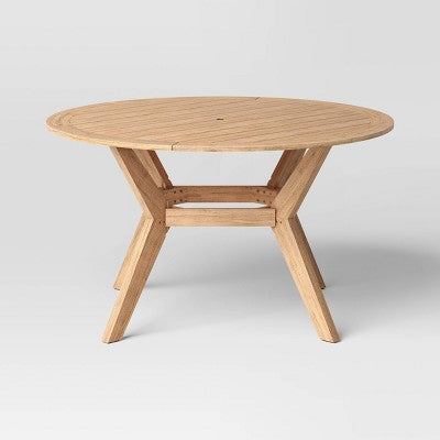 Eucalyptus Round Bluffdale 6 Person Outdoor Patio Dining Table Brown - Threshold designed with Studio McGee: Slatted Design, Rust-Resistant (LOCAL PICKUP ONLY)